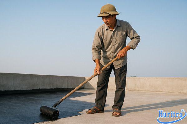 Thi công nhựa đường chống thấm cho mái bê tông bằng nhựa lỏng