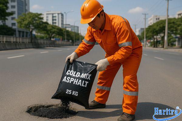 Nhựa đường đóng bao 25kg thi công trực tiếp không cần gia nhiệt