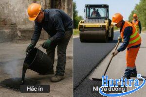 So sánh hắc ín và nhựa đường về nguồn gốc, đặc tính và ứng dụng.