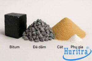 Thành phần chính của nhựa đường gồm bitum, cốt liệu và phụ gia.