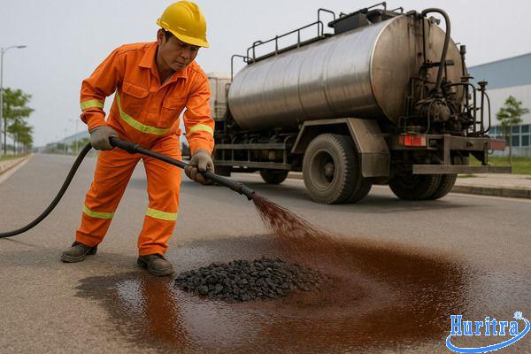 Nhũ tương nhựa đường là gì? Ưu điểm, phân loại và ứng dụng 7 Ứng dụng nhũ tương nhựa đường trong tưới dính bám và vá ổ gà