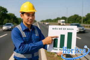 Kỹ sư kiểm tra tiêu chí chọn mác PG cho tuyến đường.