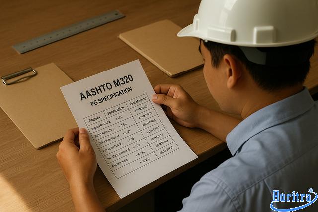 Tiêu chuẩn AASHTO M320 mô tả cách phân cấp PG cho nhựa đường.