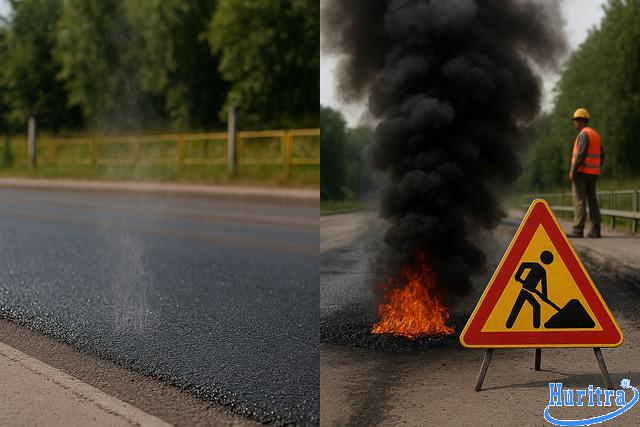 Mùi nhựa đường có độc không? Giải thích rõ và cách tự bảo vệ 10 Nhựa nóng chỉ tạo hơi trong, còn nhựa cháy mới sinh khói đen độc hại.