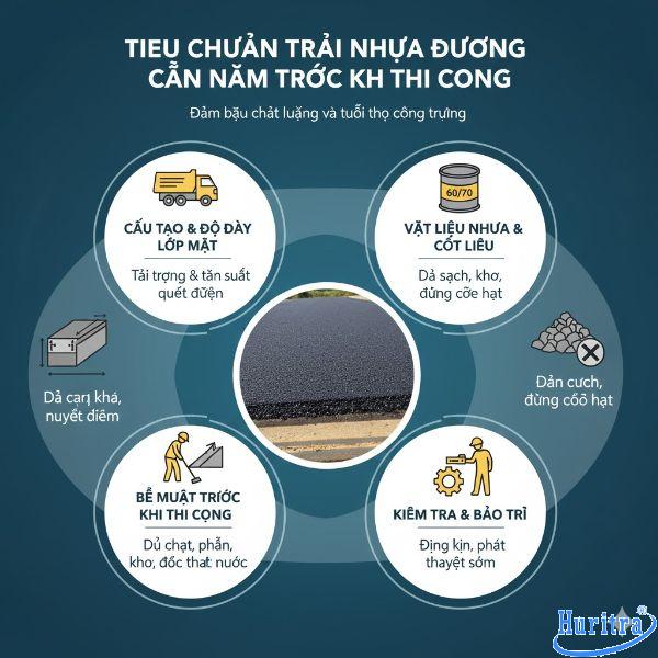 Hướng dẫn thi công trải nhựa đường chi tiết nhất 9 Việc nắm rõ các tiêu chuẩn kỹ thuật là yếu tố quyết định chất lượng và tuổi thọ